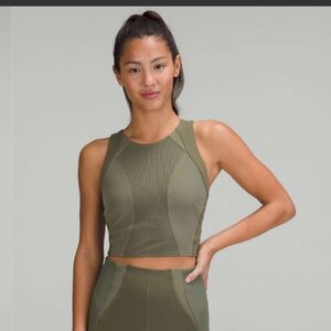 Lululemon Mesh Panelled Training Shelf Tank TopArmy Green